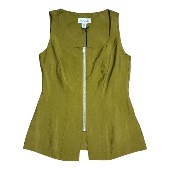 Aligne x Elizabeth Day NWT Adonis Zip Top Olive Size 8 UK 36 EU 4 US - Picture 3 of 6